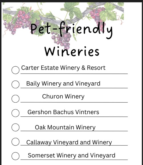 List of pet friendly wineries in Temecula.